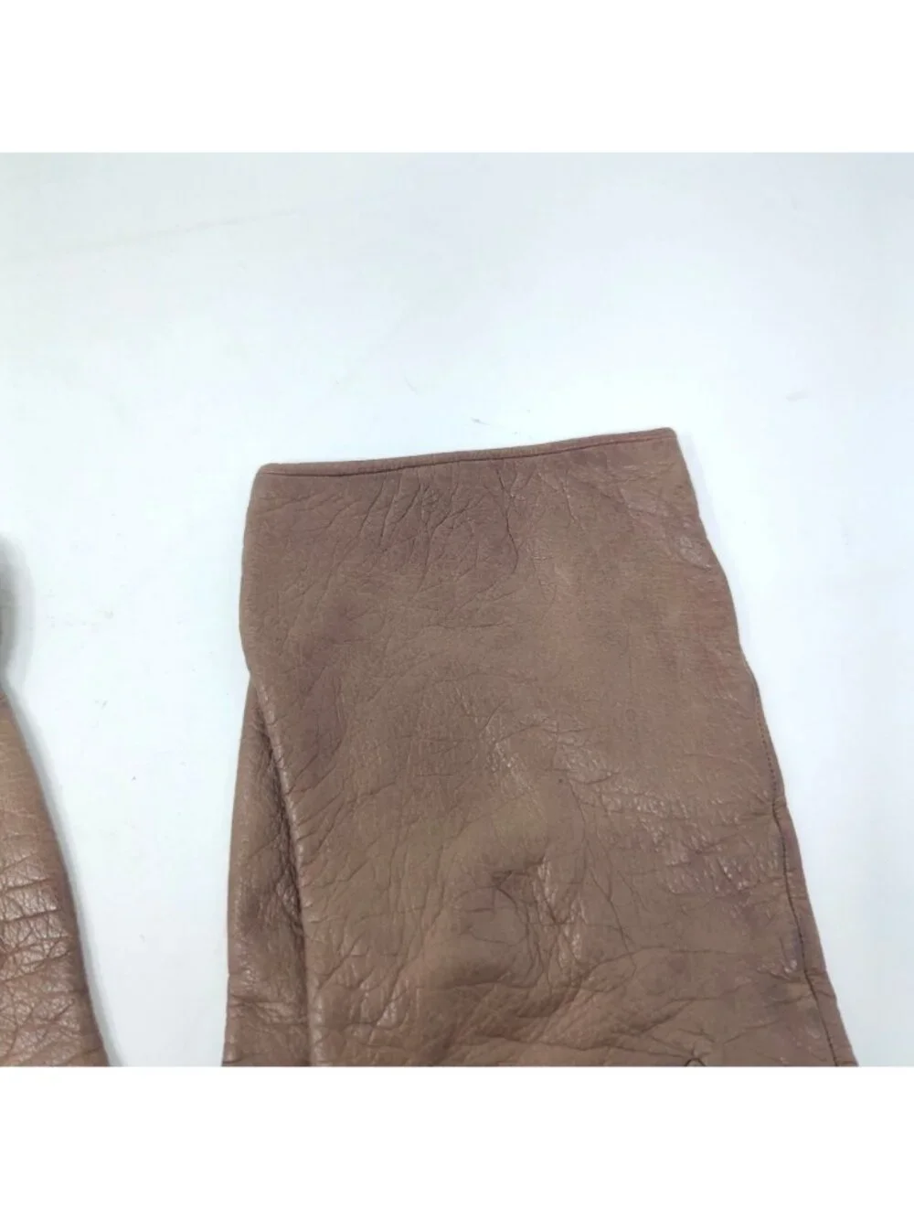 Vintage 60s Brown Leather Gloves 7 Wrist France